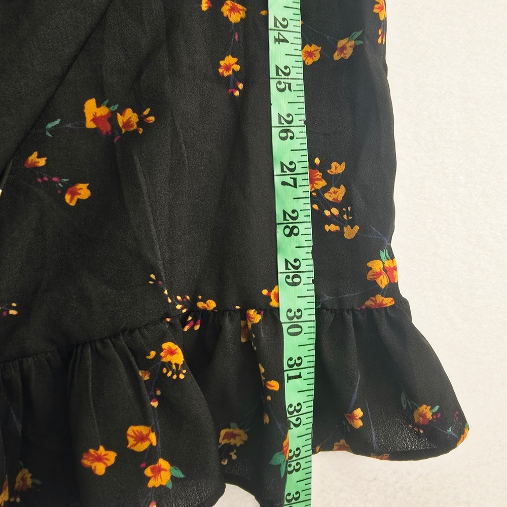 PrettyLittleThing NWT Black Floral Corset Swing Dress Mini Ruffle Sleeve Size 6 - Picture 12 of 12